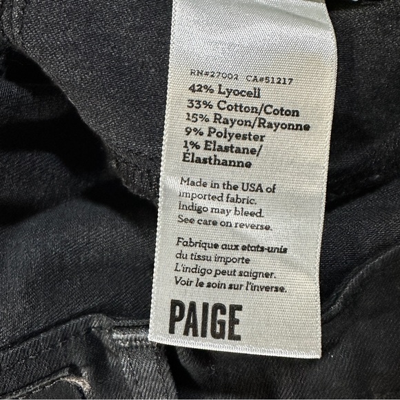 Paige Denim Verdugo Ankle Jeans Women’s Sise 27 Coated Black Silk Lyocell - Picture 7 of 13